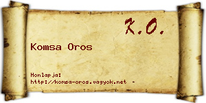 Komsa Oros névjegykártya